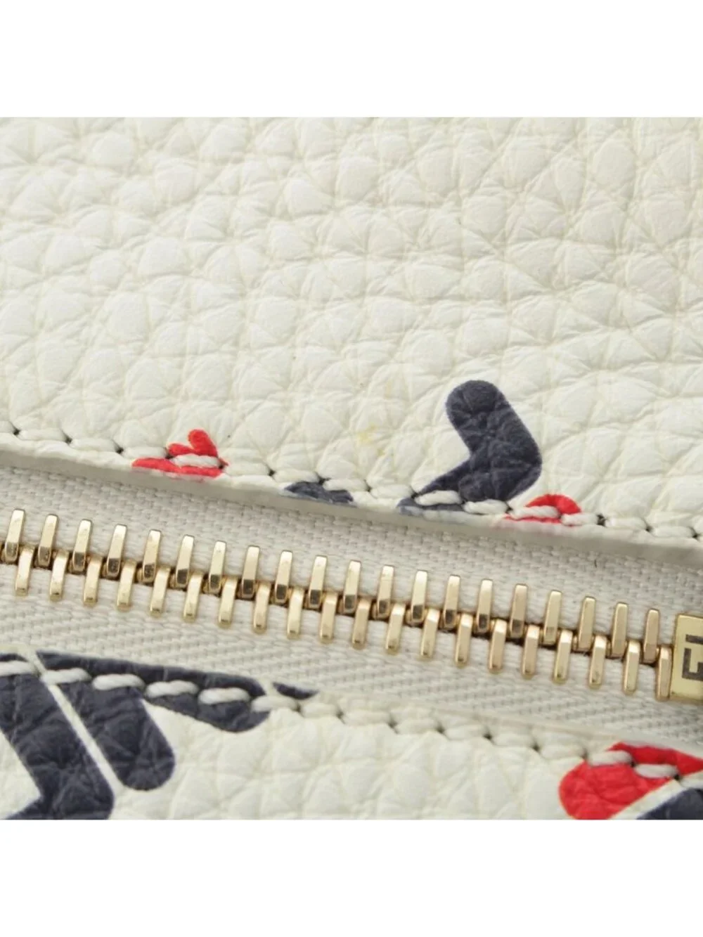 Fendi Fila Leather Logo Print All Over Pouch Mini Bag White Blue